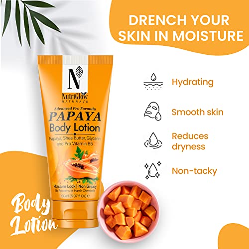 Image of NutriGlow NATURAL'S Advanced Pro Formula Papaya Body Lotion for Daily Use, Hydration, Moisture Lock (150 ml)