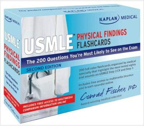 Kaplan Medical USMLE Physical Findings Flashcards The 200 Questions You're Most Likely to See on the Exam Second Edition by Conrad Fischer - Paperback