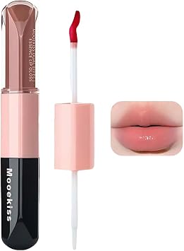 Mooekiss 2 in 1 Double Ended Lip Matte & Gloss | High Color, Wont Fade, Long Lasting, Moisturizing Lip Gloss Lip Tint Lipstick Popular D05