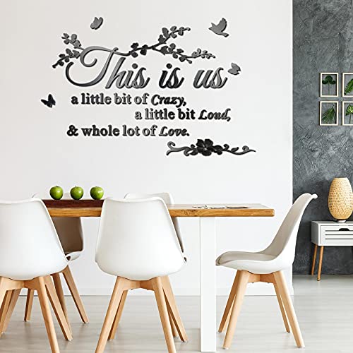 Outus Living Room Wall Decor 3D Acrylic Mirror This is Us Wall Letter Stickers Sign Removable Family Tree Inspirational Quote Decal DIY Art Motivational Decor for Living Room Home Decoration Bedroom