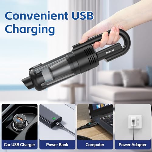 Image of Handheld Car Vacuum Cleaner Cordless: 9500PA Powerful Suction Portable Lightweight Hand Held Vacuum - Large Capacity Battery Last Long Wireless Mini Vacuum With LED Light For Home Office Cleaning