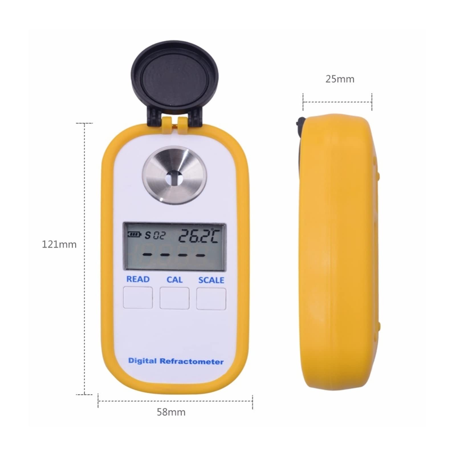 EDEDE Refraktometer, Digitalhonigrefraktometer 4 in 1 Brix/Wasser/BE '/Brechungsindex für Weinherstellung, Bierbrauen, Obst, Zuckergehal