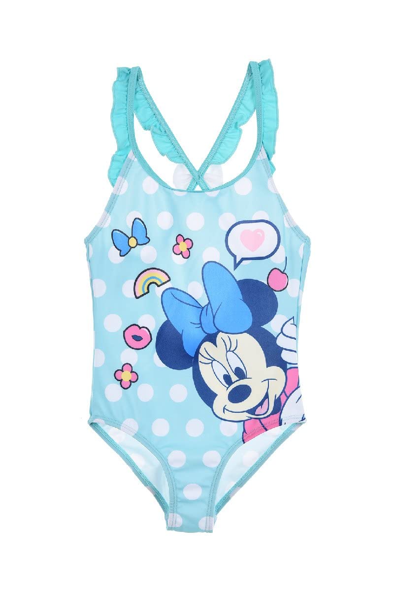 Disney Minnie Mouse Bañador Niña, Bañador Una Pieza para Niña, Diseño Clásico Minnie Mouse, Bañador Natación Infantil, Talla 8 Años - Azul