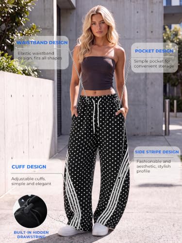 Image of EMMIOL Women's Y2K Baggy Barrel Striped Sweatpants High Waisted Wide Leg