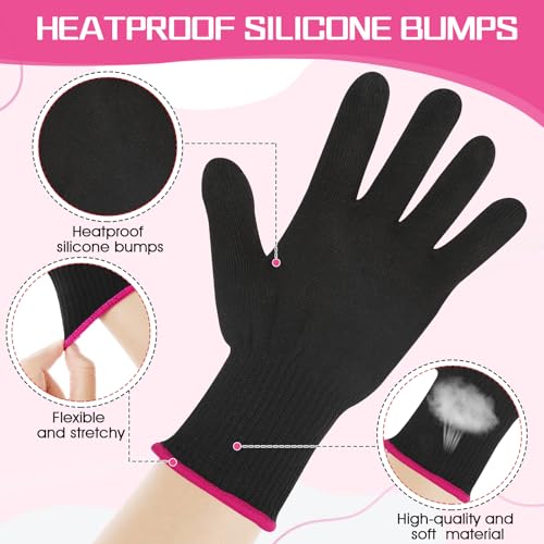heat resistant gloves for styling - professional heat blocking reusable gloves for hair straightener flat iron amp curling wand pink edge
