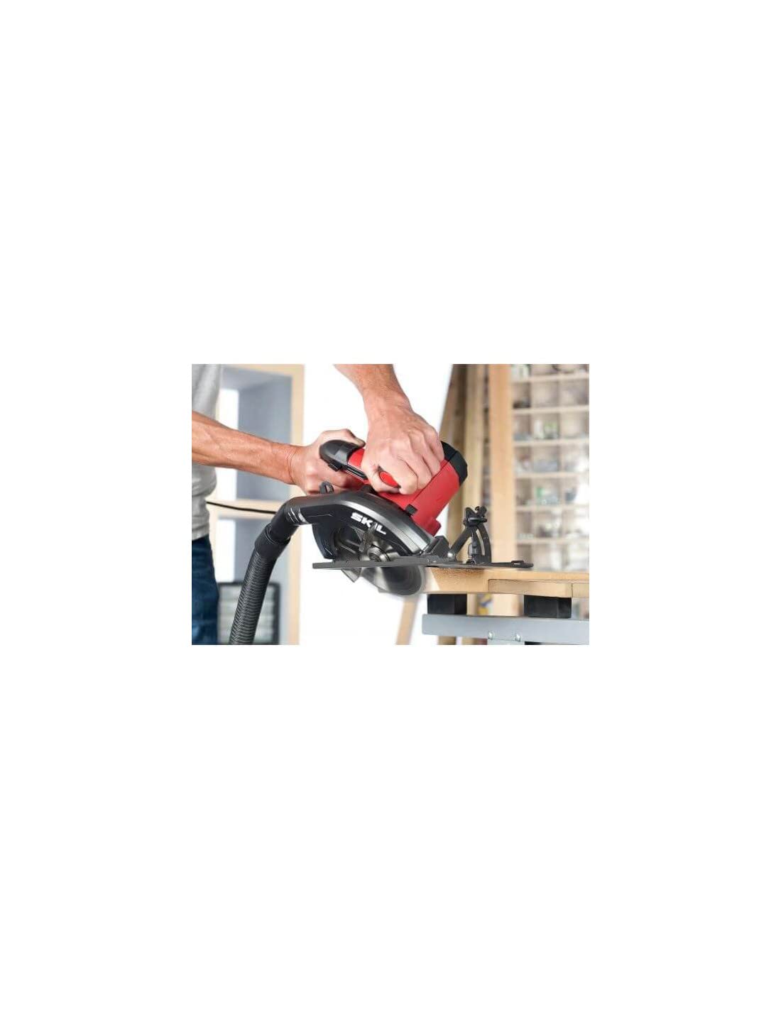 SKIL 5830AA Scie circulaire manuelle (1400 W, jusqu'à 66 mm de profondeur, pour tableaux/lattes, souffleurs de poussière, roulements à billes scellés, durable, poignée douce, artisans, accessoires