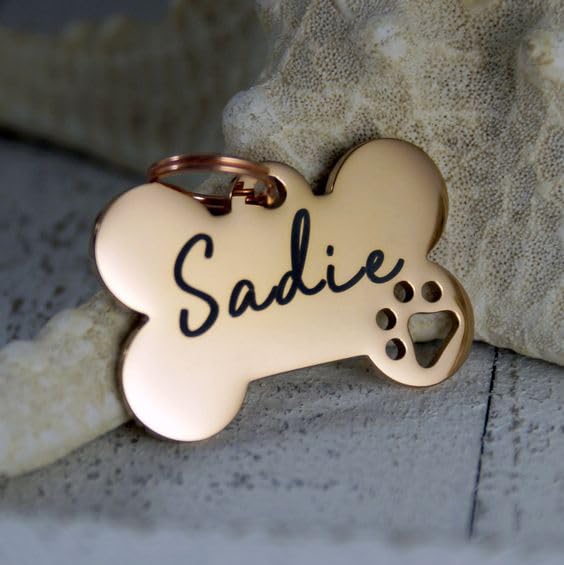Customized Pet ID Tag Personalize Engraved Name Collar Tag for Your Loving Pet Dog, Cat, Puppy, Horse Classic Bone Shape (Golden Color) (B0CNNG1BTX) Amazon Price History, Amazon Price Tracker