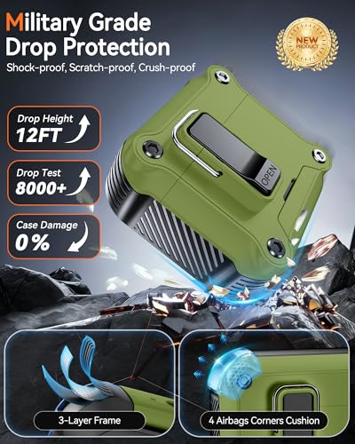 Image of Dual Safety Lock for AirPods 4 Case 2024, Compatible with MagSafe - Designed with Automatic Switch and Phone Stand, Includes a Cleaner & Keychain - Rugged Tough Hard Shell for Apple AirPods 4