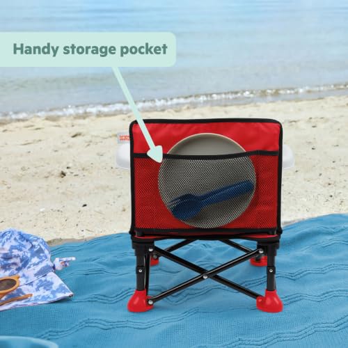 Image of Disney Pixar Cars Pop 'N Sit Portable Booster by Bright Starts, Indoor /Outdoor Use, Floor Seat with Feeding Tray, Red, Unisex, 6 Months - 3 Yrs
