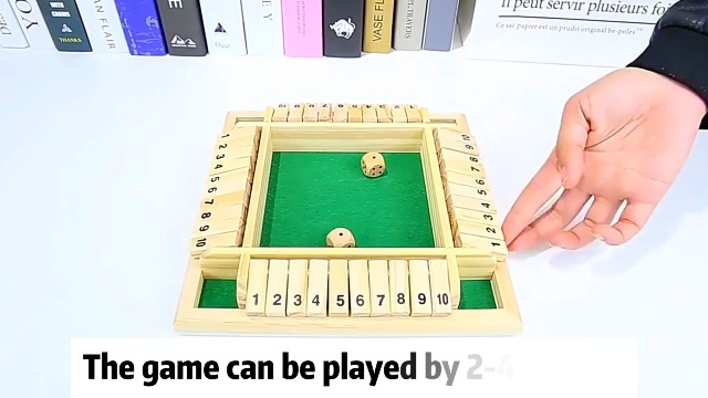 MZSX Gioco da tavolo in legno con dadi, 1-4 giocatori Chiudi la scatola Gioco di dadi Matematica Abilità Montessori Giocattolo educativo, Gioco