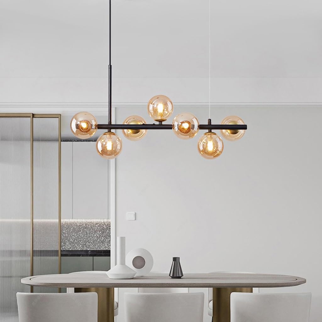 Lustre moderne globe en verre avec grand culot E27 linéaire suspendu