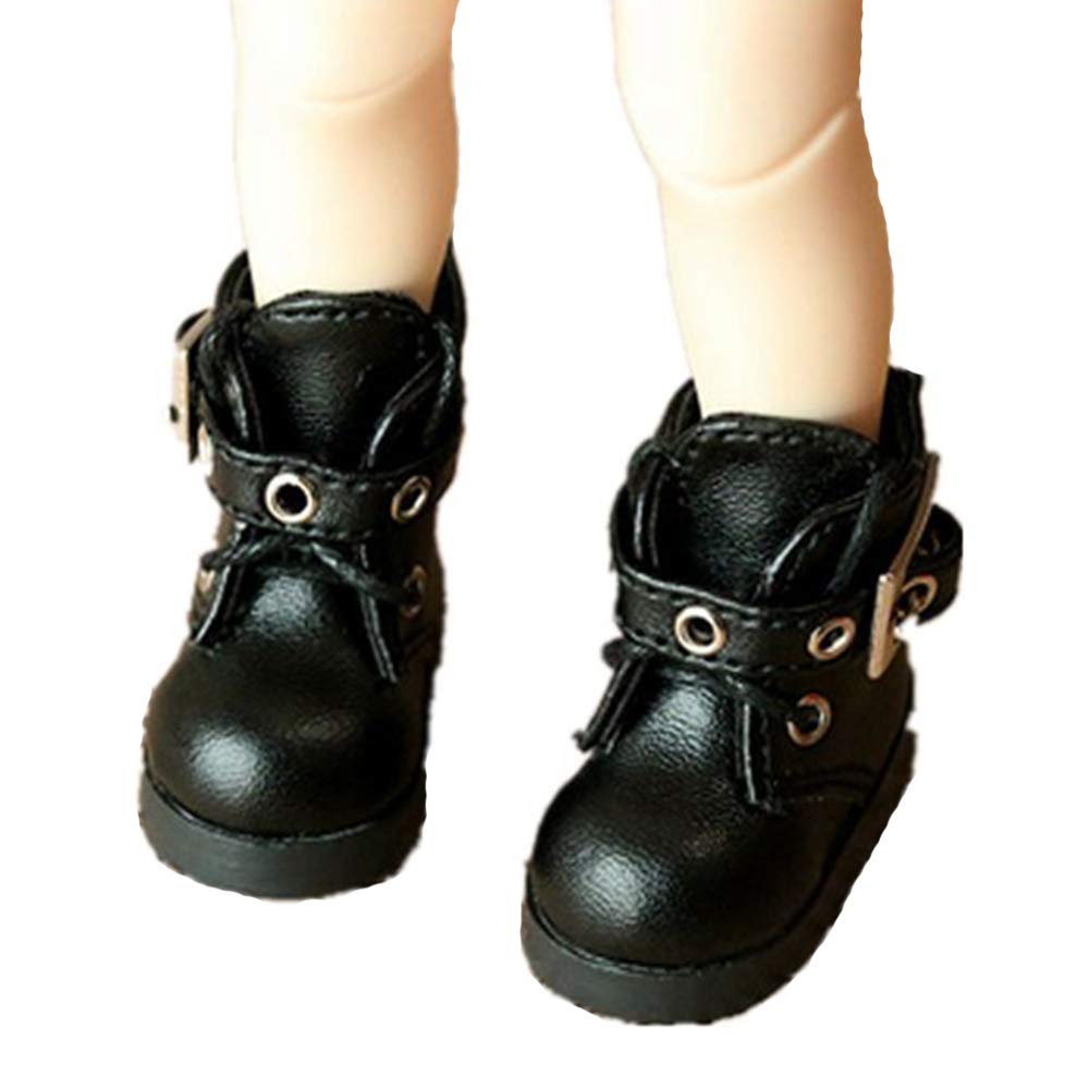 VogueMing Kpop Wanna one Shinee NCT Bangtan Boy EXO Baekhyun Doll's Shoes Leather Boots Black Shoes 