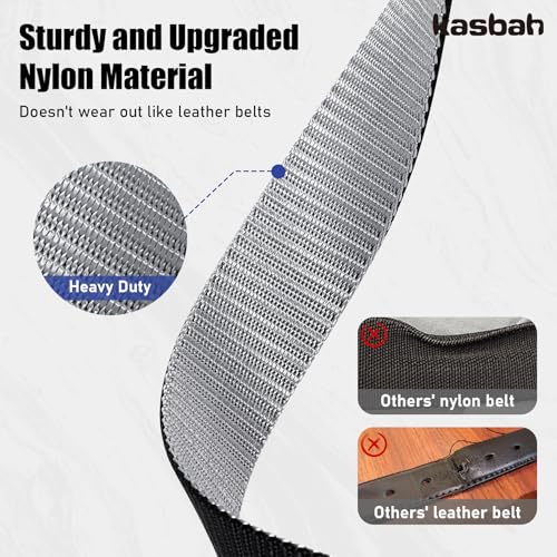 KASBAH Reversible Nylon Ratchet Belt for Men Adjustable No-Hole Design for Casual, Golf, Jeans&Pants Durable Web Belt for Men4