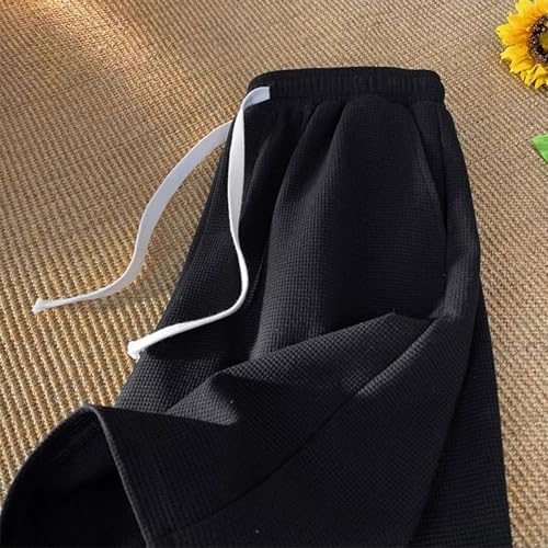 Xiaojmake Mens Waffle Sweat Shorts 5.5" Inseam Elastic Waist Casual Pajama Short with Pockets Gym Workout Athletic Shorts3
