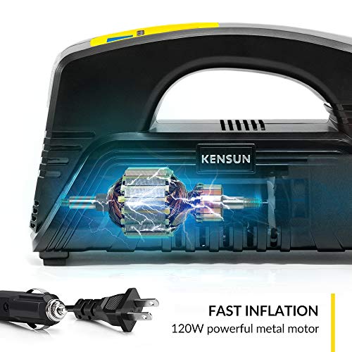 Kensun Ac/Dc Digital Tire Inflator For Car 12V Dc And Home 110V Ac Rapid Performance Portable Air Compressor Pump For Car, Bicycle, Motorcycle, Basketball And Others #TOP5