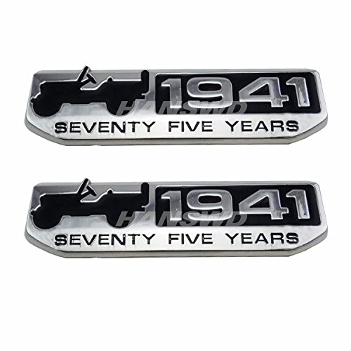 Anzene 75 Année 1941 anniversaire en métal Emblème badge plaque nominative pour SUV Cherokee Patriot Boussole 2 pcs (Argent)