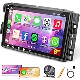 4+64 Car Stereo for 2007-2012 Chevrolet Chevy Silverado Impala GMC Sierra Acadia Enclave Yukon, 8' IPS Touch Screen Car Radio with GPS Wireless&Wired CarPlay/Android Auto, Backup Camera/DSP/SWC