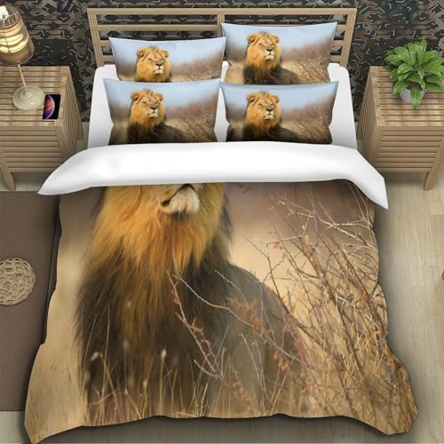 Housse de couette lion anti-acarienne pour literie single microfibre 140x200 - 5