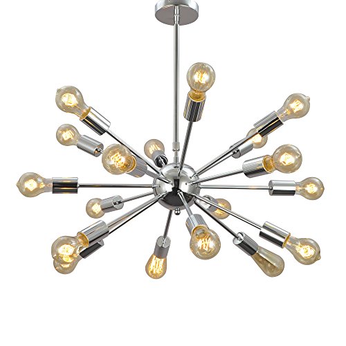 Unitary Brand Morden Metal Large Chandelier with 18 Lights Chrome Finish