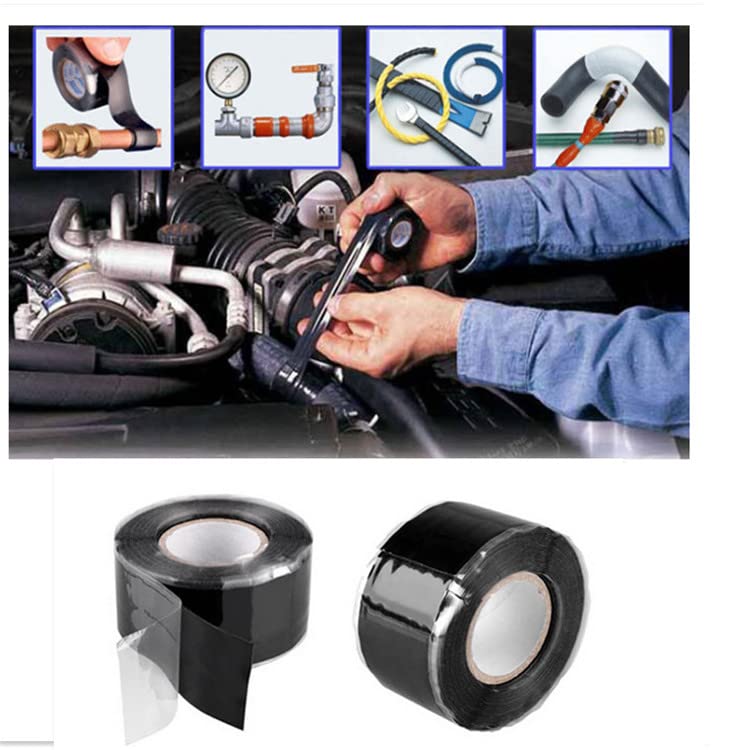 Miniatura 7 de 2 rollos, cinta de silicona autofusible, cinta de reparación de manguera, cinta de manguera de goma resistente y a prueba de fugas, 1 pulgada de