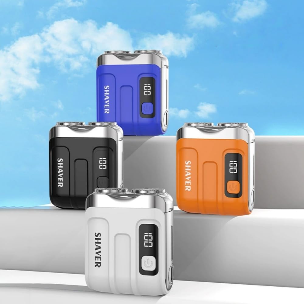 SmoothTrim – Der Rasierer des Jahres 2025 Tragbarer Mini Rotary Dual Ring Elektrischer Herren Rasierer, Dualkopf, Kabellos, USB Wiederaufladbar für Zuhause, Auto & Reisen