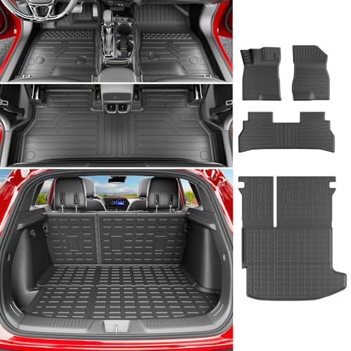 powoq Floor Mats Compatible with 2024-2026 Chevy Trax Trunk Mat with Backrest Mat TPE Floor Liner Replacement for 2024 2025 2026 Chevy Trax Accessories (Trunk Mat with Backrest Mat+Floor Mats)