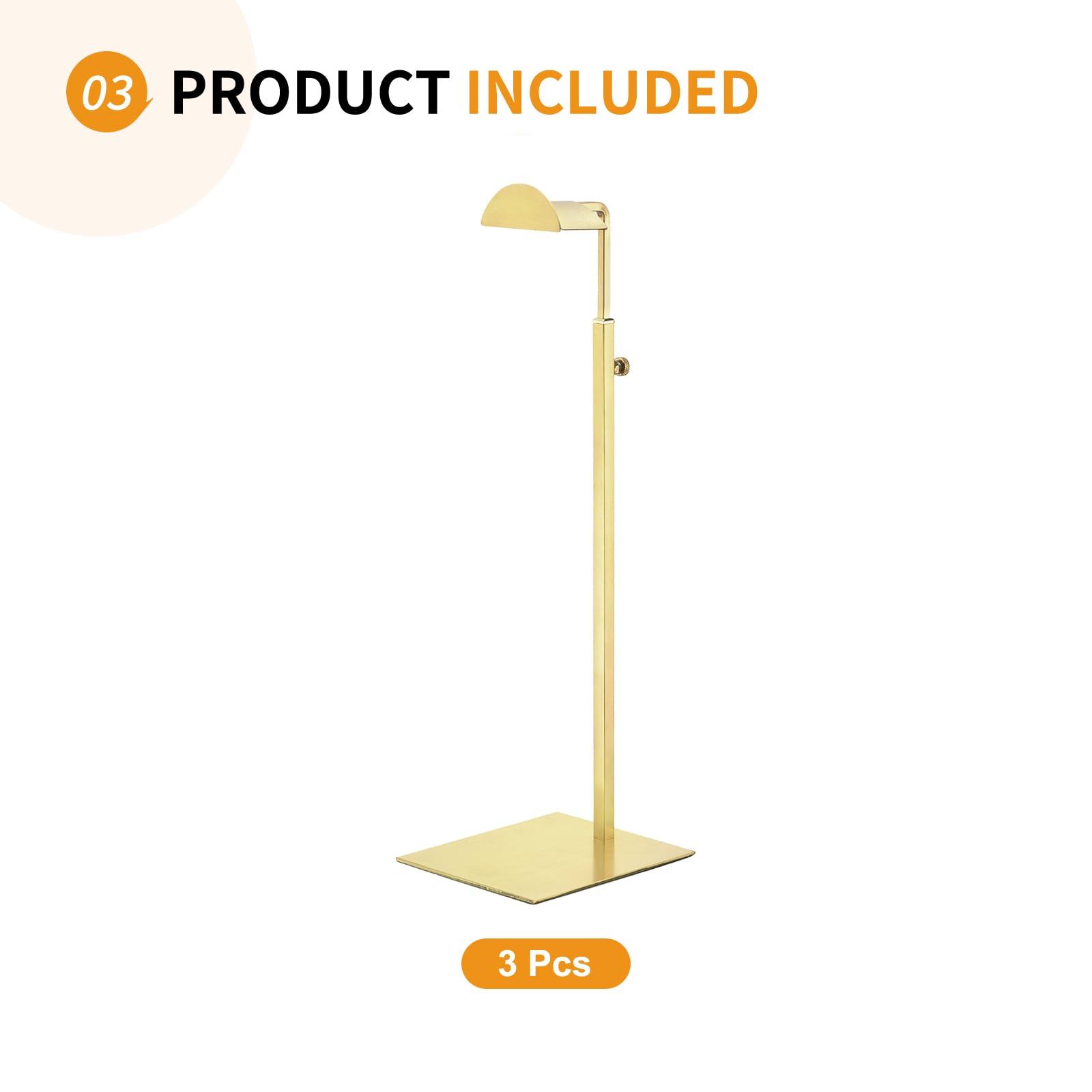 Espositori Borche In Acciaio Inox - 3 Pezzi, Altezza Regolabile 37-60 Cm, Base Stabile, Colore Oro - Foto 12