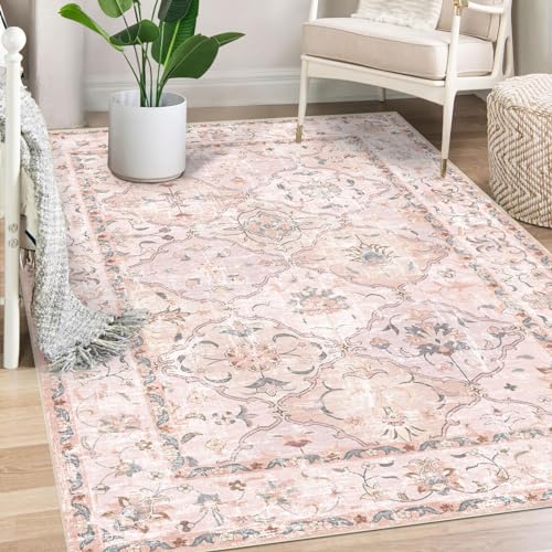 Tapete Boho Vintage 5×7 ft Antideslizante y Lavable miniatura 1