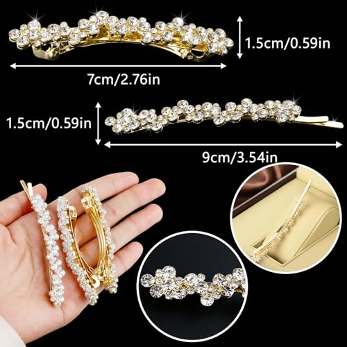 3 Pinzas para cabello con piedras brillantes doradas miniatura 3