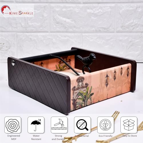 Image of Home Sparkle Napkin Storage 1 Pack | Brown | Table Napkin Holder Tray for Indoor & Outdoor Use | Kitchen, Dining, Restaurant & Home Decor Accessories(C6V5)