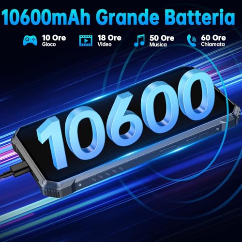 Oukitel G1S Rugged Smartphone 2026-10600Mah Android 15 Telefono Indistruttibile - 8GB Ram + 128GB Rom 6.52" Hd Cellulare Antiurto,13Mp+5Mp Impermeabile Ip68/Dual Sim 4G/Face Id/Nfc/Otg/Gps Verde - 2