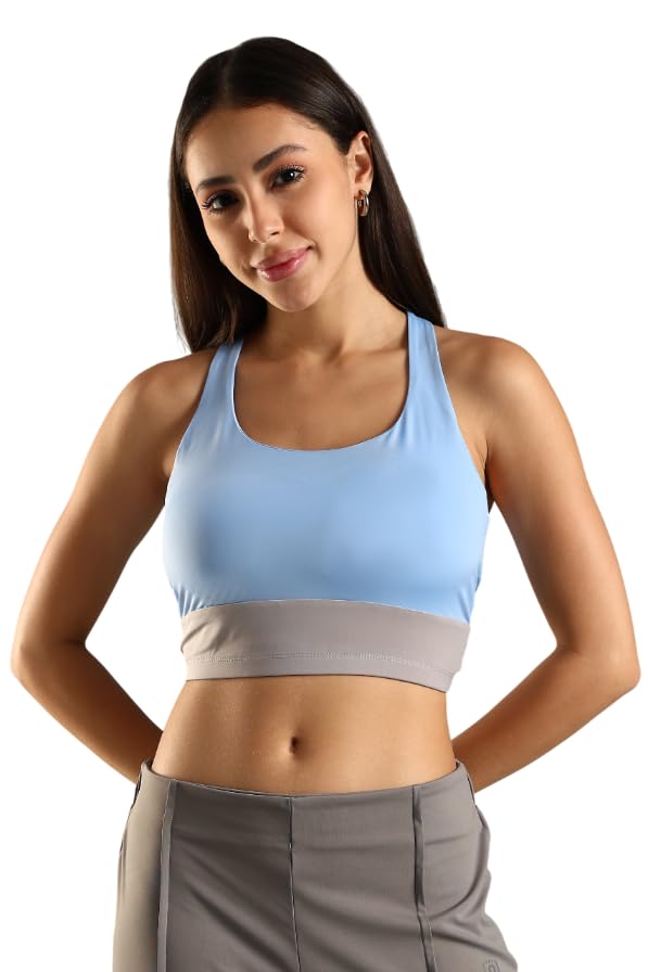 domin8 Women Criss Cross Back Strap Sports Bra with Removable Bra pad & Elastic Waistband-picture-19