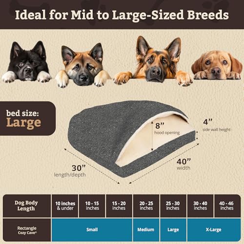 Image of Snoozer Rectangle Cozy Cave Dog Bed, Hooded Dog Bed, Merlin Pewter (L)