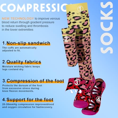 Image of cerpite Compression Socks for Women & Men 6 Pairs Knee High Compression Socks 20-30 mmhg Best for Running,Nurse,Travel