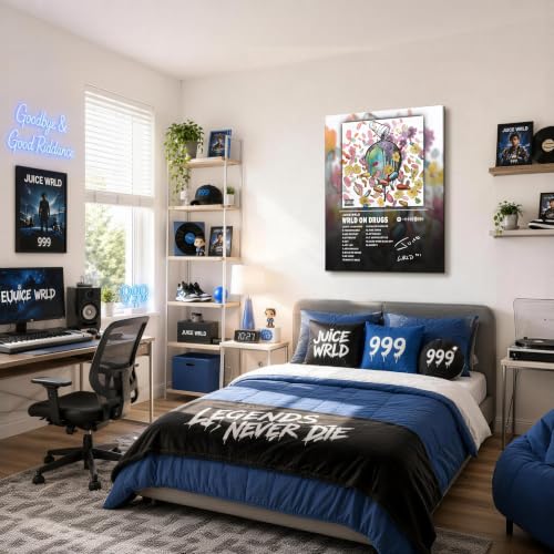 Image of Juice WRLD Canvas Wall Art, Rapper Collage Poster Print, Hip Hop Music Artwork for Bedroom Studio Gaming Room Decor, Vibrant Album Cover Picture Print Framed Music Wall Painting 24X30