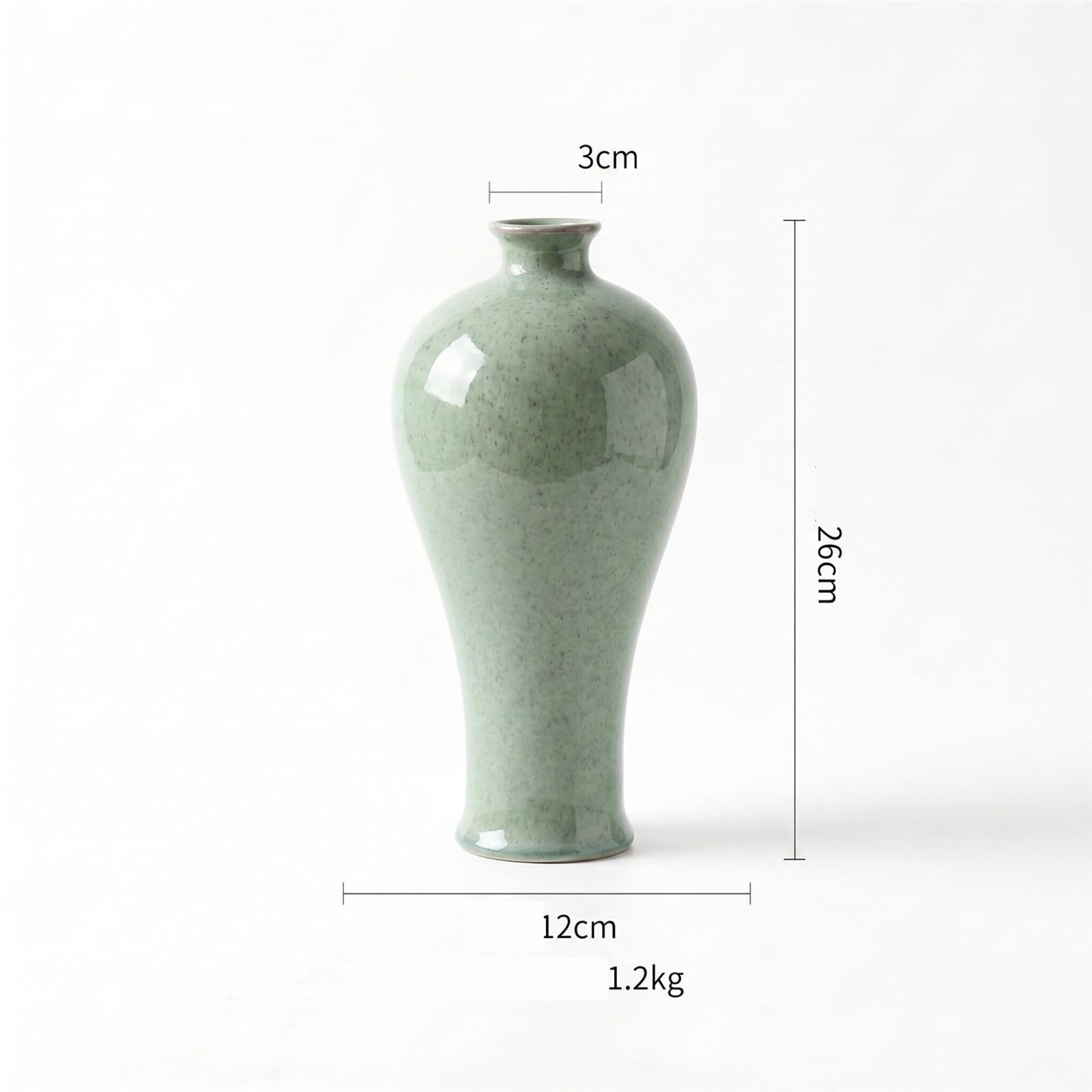 Vase céladon Vert 26cm, glaçure mouchetée, Vases élégants Décoration d'intérieur