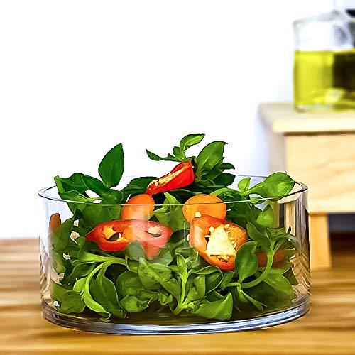 Le'Raze 8541921245 Large Glass Salad Bowl - Microwave & Dishwasher Safe - Centerpiece Serving Bowl thumb #2