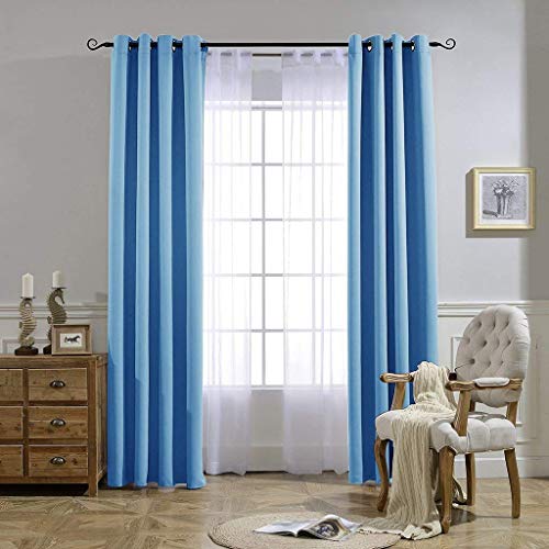 NICETOWN Sky Blue Blackout Curtains - Home Decor Window Treatment Ring Top Blackout Draperies Curtains for Living Room (2 Panels, 52 by 84, Blue) by NICETOWN - Image 7