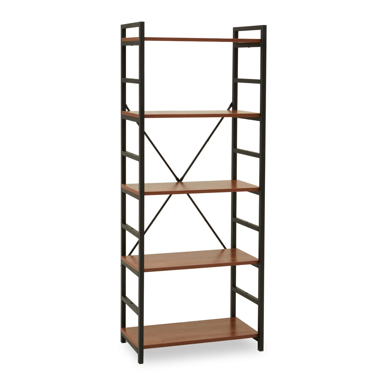 Premier Housewares Laxton Bookshelf - 5 Shelf - Red Pomelo - Metal/Chipboard