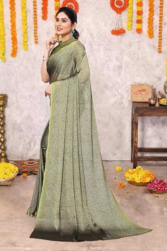 Image of MIRCHI FASHION Saree for Woman Chiffon Georgette Floral Printed | Breathable Lightweight Sari for Office Use and Farewell Ceremonies with Blouse Piece