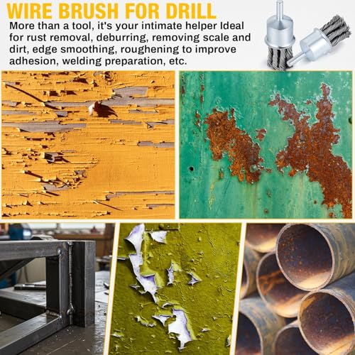 Image of Threlaco 1 Pack 1 Inch Twist Knotted Wire End Brush with 1 /4 Inch Shank for Drill, 20000 RPM Max Heavy Duty Carbon Steel Wire Wheel for Die Grinders and Drills, Rust Paint Slag Removal