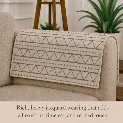 Image of STITCHNEST 'Nomad Weave Collection' Sofa Armrest Cover | Elegant Jacquard Fabric, Washable & Durable for Modern Living (18 x 22 Inches) 35