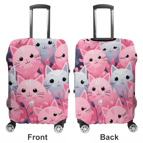 Pink Cat Printed Luggage Cover Protector, Fits 18-32 Inch Luggage3