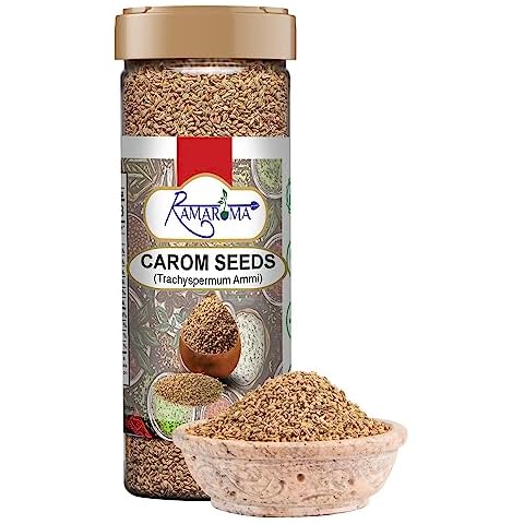 Ramaroma Carom Seed Whole (Ajwain) Spice 3.5oz (100) ~ All Natural | Gluten Friendly | NON-GMO | Vegan | 100% Raw Ajwain Seed from India | Carom Weed Seed for Cooking Cover