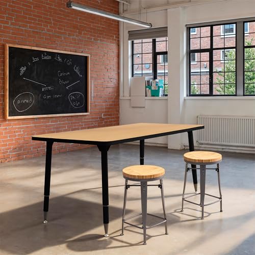 Image of Adapte Commercial Classroom Activity Table - 30 inch x 60 inch Rectangle, ADA Compliant Tapered Legs with Glides & Casters, Adjustable Height 22-34 inch Wheelchair Accessible, School & Office Furniture