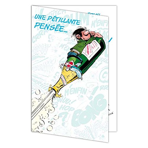 Gaston Lagaffe Geburtstagskarte Mit Champagner & Kuchen Motiv – Inklusive Illustriertem Umschlag
