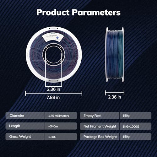 Image of AMOLEN PLA 3D Printer Filament, Galaxy Gradient Color Changing with Light Filament 1.75mm,Shiny Sparkle 3D Printing Filament for Most FDM 3D Printers,Dimensional Accuracy + /- 0.02mm,1kg Spool(2.2lbs)