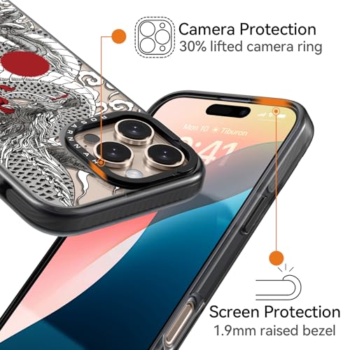 Coque iPhone 16 Pro Rosarnnah antichoc dragon noir en silicone rigide - 3
