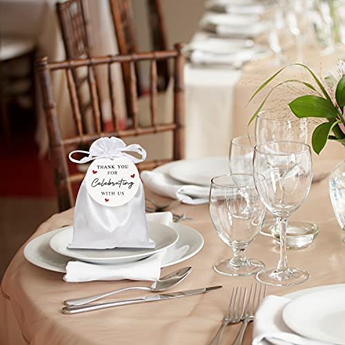 Beavoing 60Pcs Satin White Gift Bags, 5 X 7 Inches Jewelry Pouches Wedding Favor Drawstring Bags Baby Shower Christmas Gift Bags, Candy Bags With Thank You Tags #TOP2