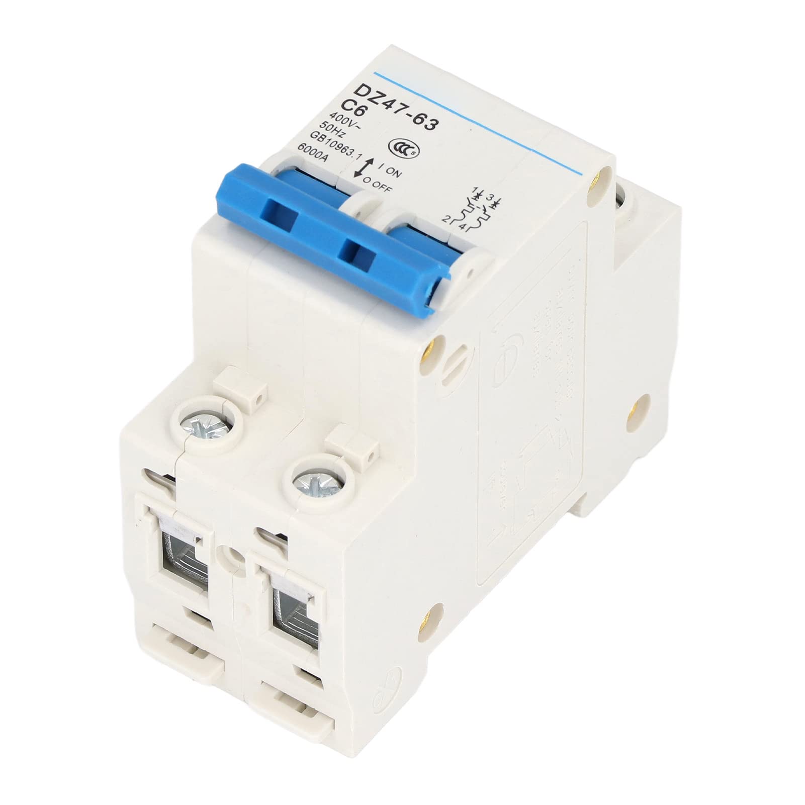 IEUMJNAT Circuits Breakers, Modular Structure DZ47-63 C6 Mini Circuit Breaker 6000A Breaking Capacity 2P for Home